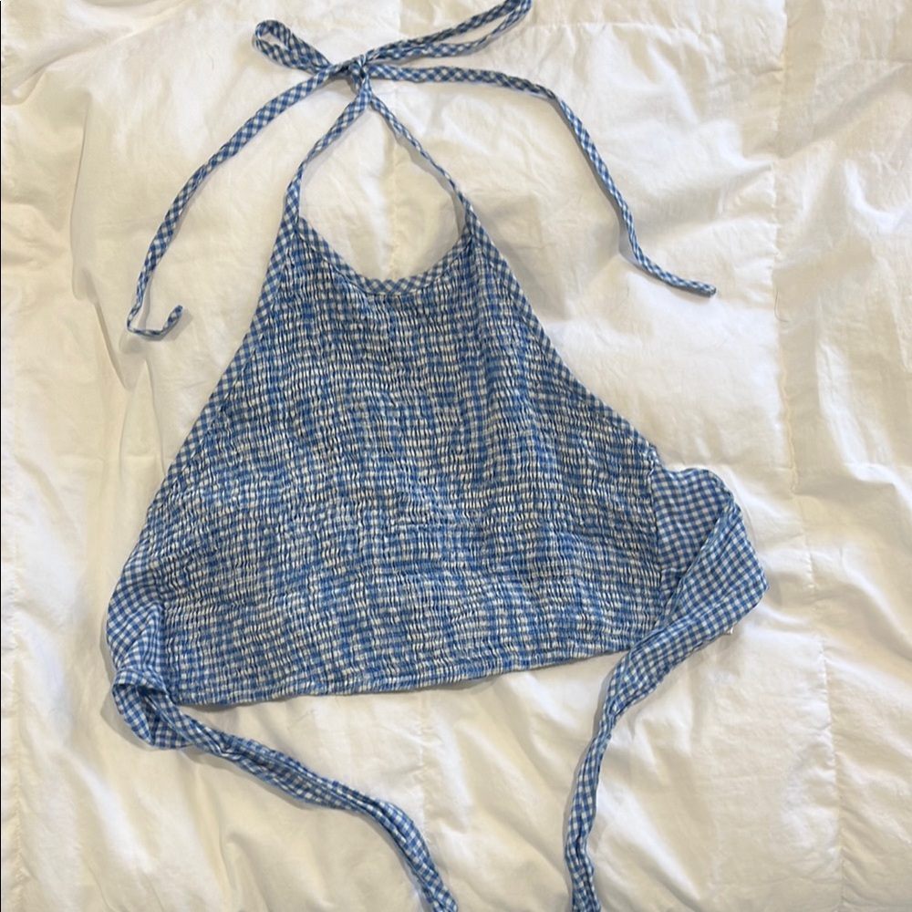 Blue Gingham Halter Top